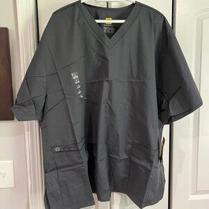 WonderWink WonderWORK Women's V-Neck Scrub Top 4XL Pewter